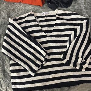 ZARA Black and White Striped Sweater
